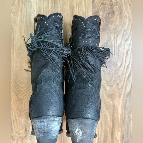 Dan Post Bed Of Roses Leather Boots DP4047-BLACK-FRINGE Size 6.5 LNC - Picture 6 of 11